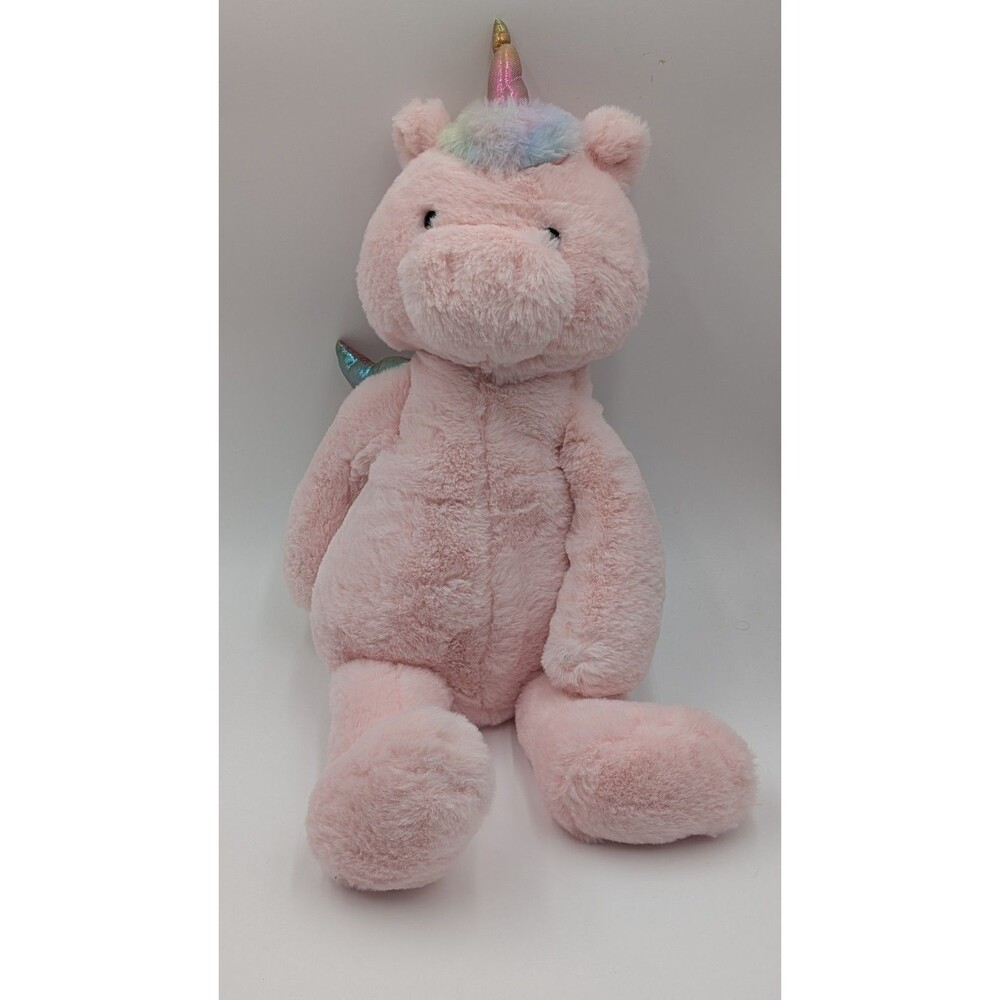 Kid Connection Unicorn Pegasus Kids Medium Pink Rainbow Metallic Wings Plush Toy
